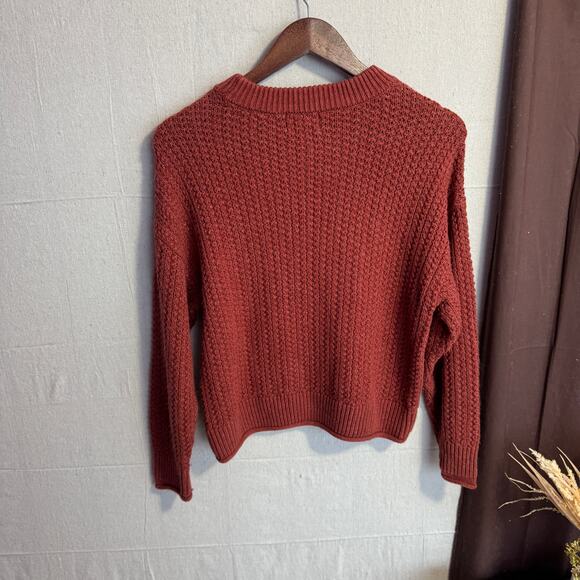 Universal Thread Sweater Size S Rust Red Knit Long Sleeve Soft Cotton Acrylic - Picture 7 of 10
